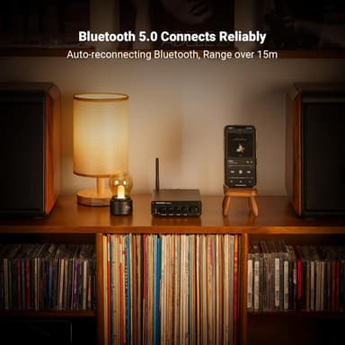 Fosi Audio Hi-Fi Bluetooth 5.0 Stereo Audio Mottaker Forsterker 2.1 Kanal Mini Klasse D Integrert Amp 2X165W