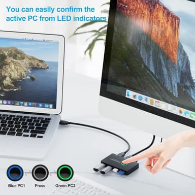 NÖRDIC USB-A Switch 2 datamaskiner til 4 USB-A 3.1 5Gbps