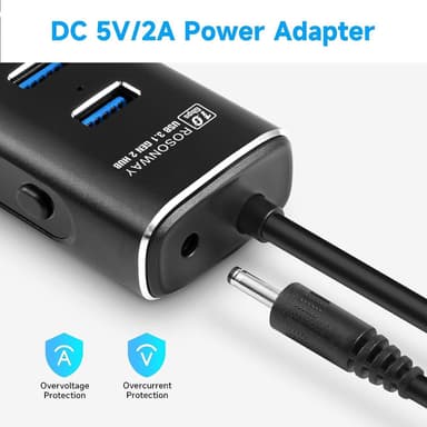 NÖRDIC Gen2 3.2 USB-A 4-ports drevet Hub 10 Gbps 1m kabel individuell bryter