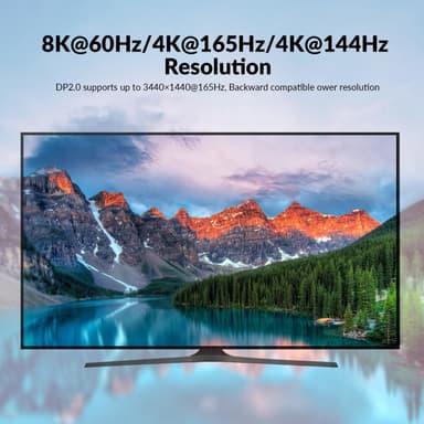 AV Access 8K DisplayPort KVM-svitsj for to datamaskiner til to skjermer
