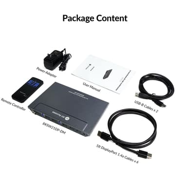 AV Access 8K DisplayPort KVM-svitsj for to datamaskiner til to skjermer