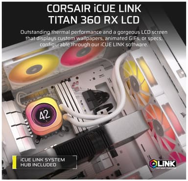 Corsair iCUE LINK TITAN 360mm RX LCD CPU-vannkjøler (hvit)