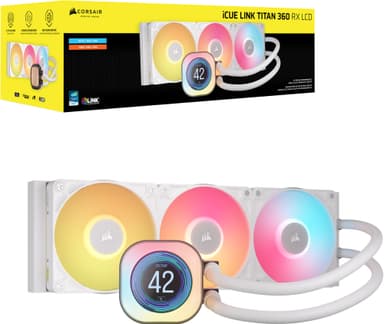 Corsair iCUE LINK TITAN 360mm RX LCD CPU-vannkjøler (hvit)