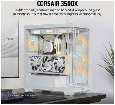 Corsair 3500X PC-kabinett (hvit/glass)