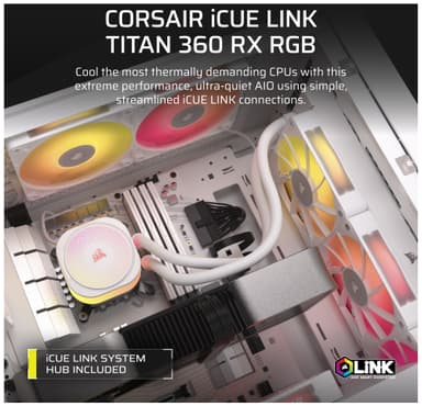Corsair iCUE LINK TITAN 360mm RX RGB CPU vannkjøler (hvit)