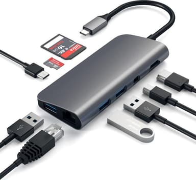 Satechi 9-in-1 USB-C hub (romgrå)