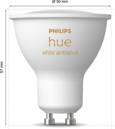 Philips Hue LED-lyspære GU10 4,2W (2-pakning)