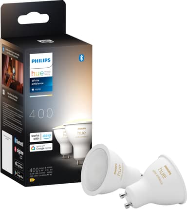 Philips Hue LED-lyspære GU10 4,2W (2-pakning)