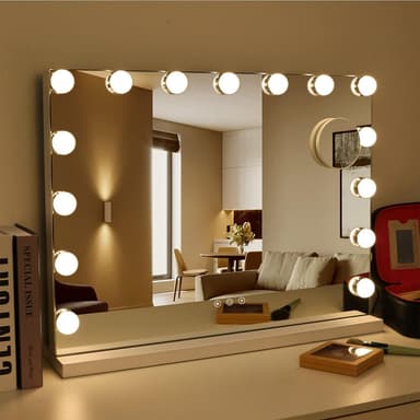 UNIQ XL Hollywood Vanity Sminkespeil med 15 LED-pærer og touch-funksjon - Hvit