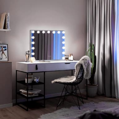 UNIQ XL Hollywood Vanity Sminkespeil med 15 LED-pærer og touch-funksjon - Hvit