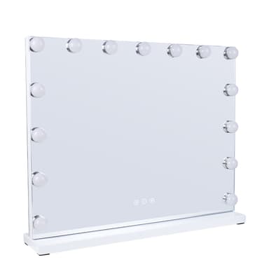 UNIQ XL Hollywood Vanity Sminkespeil med 15 LED-pærer og touch-funksjon - Hvit