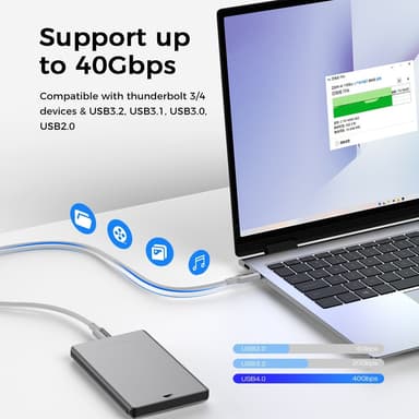 NÖRDIC 2m USB4 USB-C til C nylonflettet kabel PD3.1 med 240W hurtiglading 40G 8K60Hz 4K120Hz 5K60Hz 2x4K60Hz Emarker