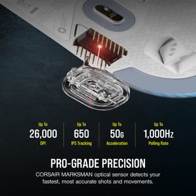 Corsair M75 RGB trådløs gamingmus (hvit)
