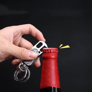 Roterbar nøkkelring med flaskeåpner for mann Sort