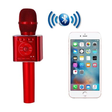 Trådløs Karaoke-mikrofon med Bluetooth-høyttaler 2x5W rød