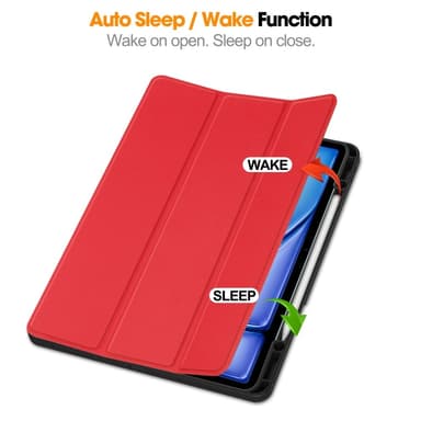 Til iPad Air 13 (2024) Slim Fit Tri-Foldbart Etui Pennebrett - Rød