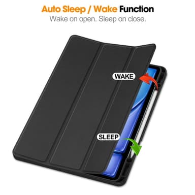 Til iPad Air 13 (2024) Slim Fit Tri-Foldbart Etui Pennebrett - Svart