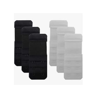Elastisk BH-forlenger 6-pack Svart + Hvit