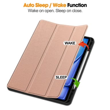 Til iPad Air 13 (2024) Slim Fit Trifoldbart deksel Pennerom - RoseGold
