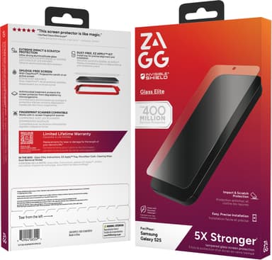 Zagg Glass Elite Samsung Galaxy S25 skjermbeskytter