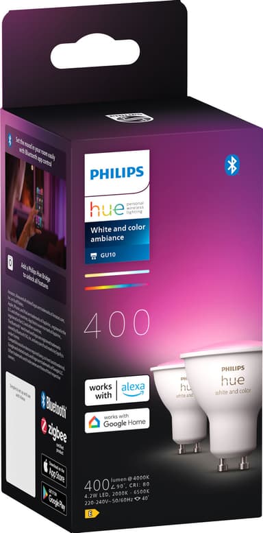 Philips Hue WAC lyspære 4,2 W GU10 (topakning)