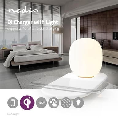 Nedis LED-lampe med trådløs lader | Dimmer - På produkt | Qi | 10 W | Med dimming | Varm Hvit | 3000 K