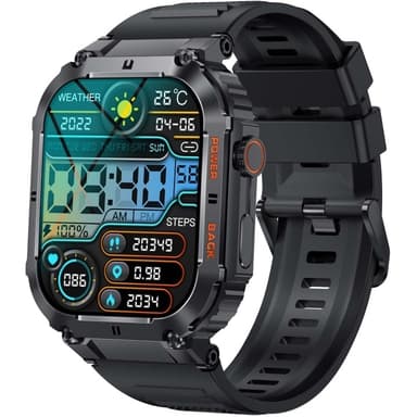 Denver SWC-191B Bluetooth SmartWatch med hjertefrekvens-, blodtrykks- og oksygensensor og samtalefunksjon