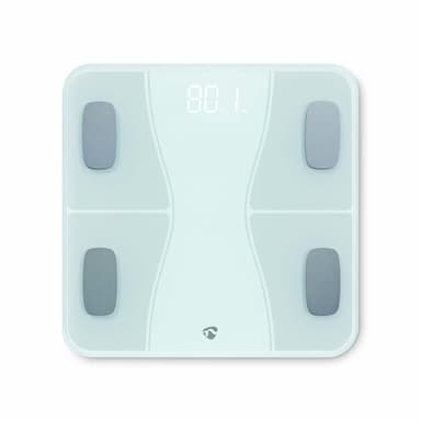 Nedis SmartLife Helse Scales | Bluetooth® | BMI / BMR / Bones / Fat / Muskler / Vann / Vekt | 12 | Maks. belastning: 180 kg | Android™ / IOS | ABS / Glass | Hvit