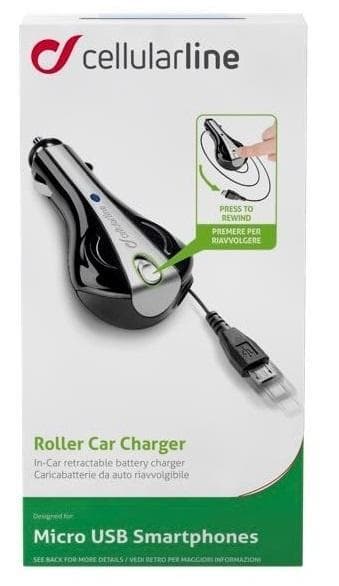 Cellularline Billader 12 V microUSB med fleksibel kabel