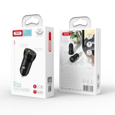 XO CC33 - Billader PD QC 3.0, 18 W, 1x USB, 1x USB-C, svart