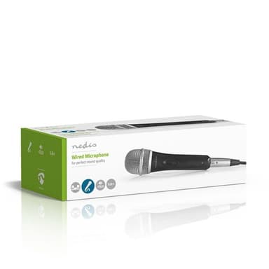 Nedis Wired mikrofon | Kardioid | Avtakbar kabel | 5.00 m | 50 Hz - 15 kHz | 600 Ohm | -72 dB | Av/på-bryter | Reiseveske inkludert | Metall | Grå / Sort