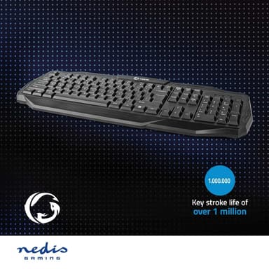 Nedis Wired Gaming Keyboard | USB 2.0 | Membrantaster | LED | US International | USA Layout | USB-Strøm | Strømkabel lengde: 1.50 m | Gaming