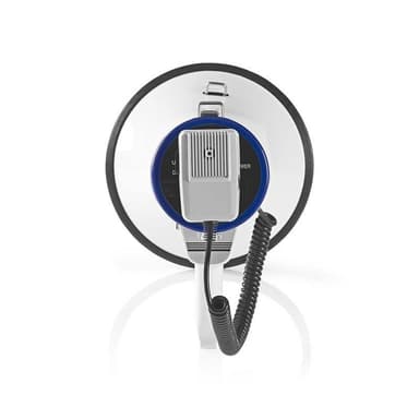 Nedis megafon | Maksimal rekkevidde: 1500 m | Maksimal volumkontroll: 135 dB | Avtagbar Mikrofon | Innebygd sirene | Skulderstropp | Blå / Hvit