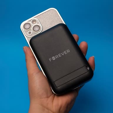 Forever MATB-100 Powerbank med trådløs lading, PD QC 22,5W 10000 mAh, svart