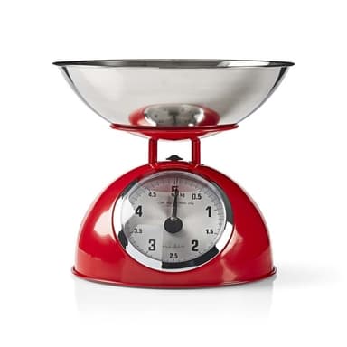 Nedis Kjøkken Scales | Analog | Rustfritt Stål | Avtakbar bolle | Rød