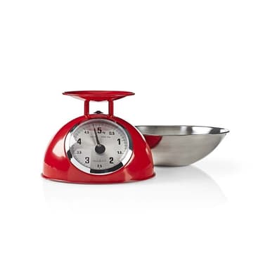 Nedis Kjøkken Scales | Analog | Rustfritt Stål | Avtakbar bolle | Rød