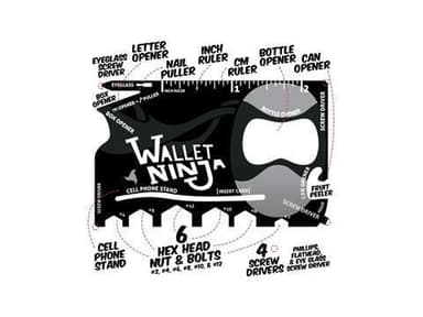 Wallet Ninja - multiverktøy i lommeformat med 18 funksjoner