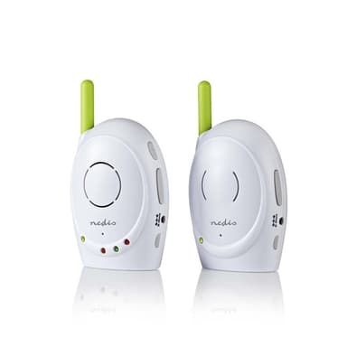 Nedis Audio Baby Monitor | FHSS (Frequency-Hopping Spread Spectrum) | Med snakk-tilbake-funksjon | Område: 300 m | Batteri drevet / Nettstrøm drevet | Grøn / Hvit