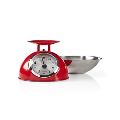 Nedis Kjøkken Scales | Analog | Rustfritt Stål | Avtakbar bolle | Rød