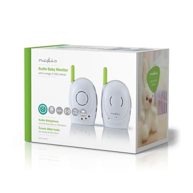 Nedis Audio Baby Monitor | FHSS (Frequency-Hopping Spread Spectrum) | Med snakk-tilbake-funksjon | Område: 300 m | Batteri drevet / Nettstrøm drevet | Grøn / Hvit