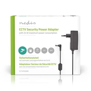 Nedis CCTV Power Adapter | 2.0 A | 12 V DC | 5.5 x 2.1 mm Han | Hann | 1.50 m | Sort
