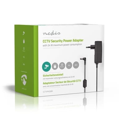 Nedis CCTV Power Adapter | 2.0 A | 12 V DC | 5.5 x 2.1 mm Han | Hann | 1.50 m | Sort