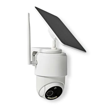 Nedis SmartLife Utendørs kamera | Wi-Fi | Full HD 1080p | Panorering og vipping | IP65 | Maks. batteri levetid: 5 Måned | Cloud Storage (valgfritt) / microSD (ikke inkludert) | 5 V DC | Med bevegelses sensor | Nattsyn | Hvit
