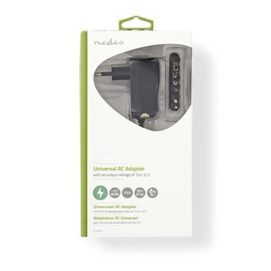Nedis Universal AC strømadapter | 7.2 W | 3 - 12 V DC | 1.80 m | 1.0 A A | 6 plug(s) | Sort