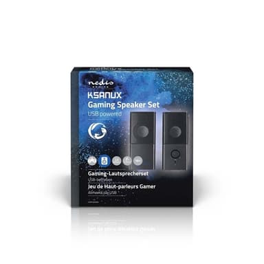 Nedis Gaming Speaker | Høyttalerkanaler: 2.0 | USB-Strøm | 3.5 mm Han | 18 W | Uten Lighting | Volumkontroll | Koblingsutgang: 1x 3.5 mm Audio Out