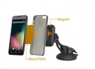 Technaxx magnetisk bilholder for smarttelefoner og nettbrett + billader (TE09)