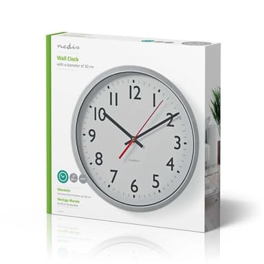 Nedis Veggur | Diameter: 300 mm | Plast | Hvit / Sølv