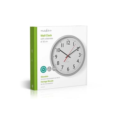 Nedis Veggur | Diameter: 300 mm | Plast | Hvit / Sølv