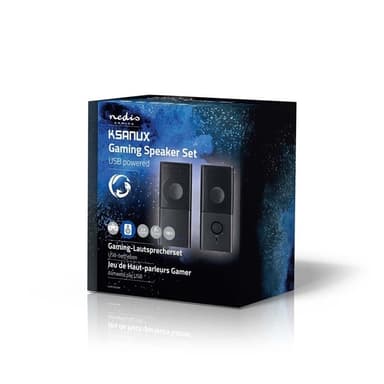 Nedis Gaming Speaker | Høyttalerkanaler: 2.0 | USB-Strøm | 3.5 mm Han | 18 W | Uten Lighting | Volumkontroll | Koblingsutgang: 1x 3.5 mm Audio Out