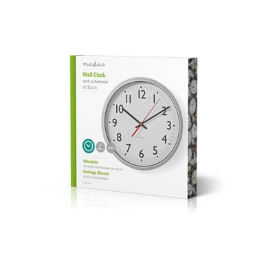 Nedis Veggur | Diameter: 300 mm | Plast | Hvit / Sølv